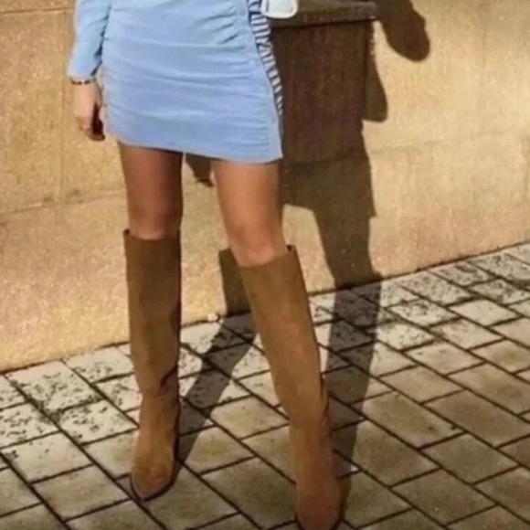 Zara Split Suede Heeled Boots Blogger’s Fav SZ 6 or 26 EU - Picture 8 of 11